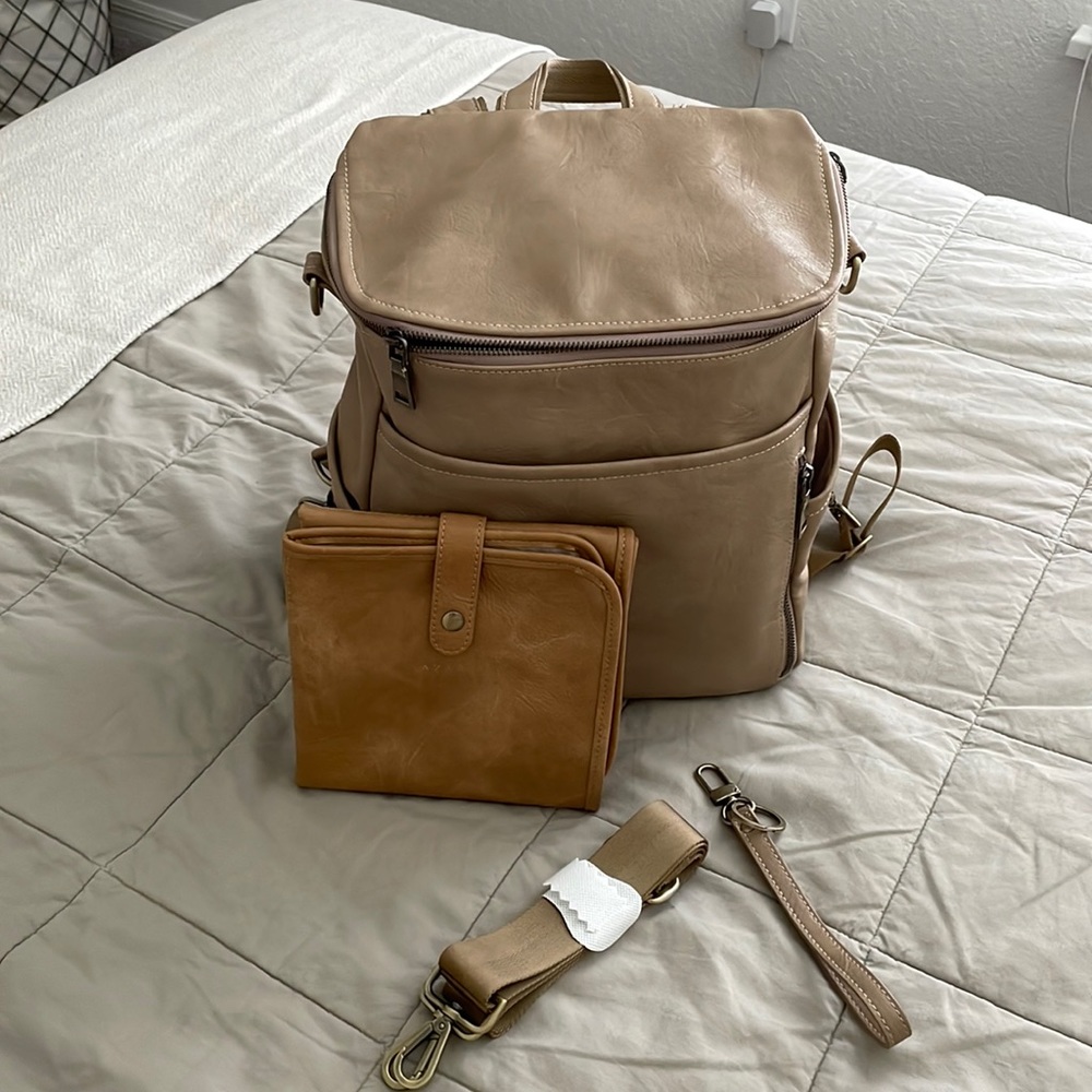 AZARIA- Diaper Bag + Crossbody attachment, Wristlet and Baby Changing Mat